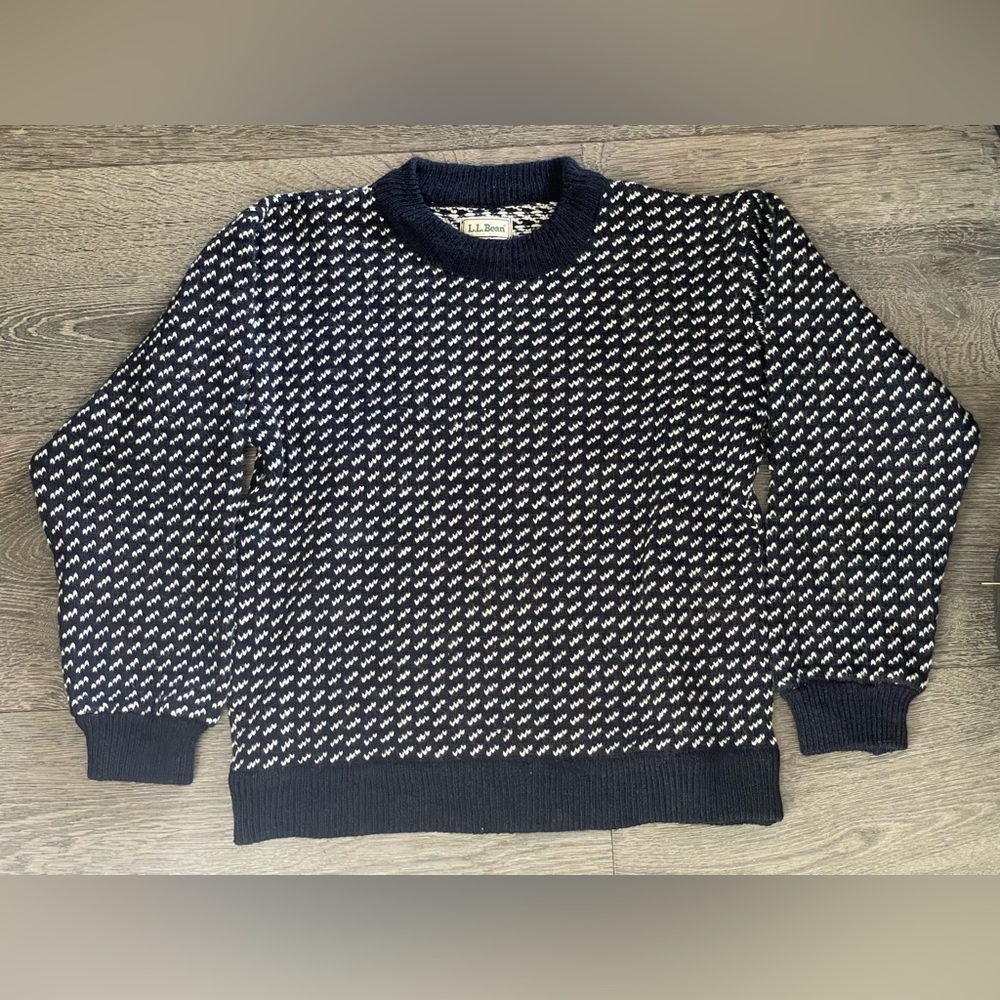 LL Bean Birdseye Fisherman Sweater Made in Norway